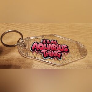 Aquarius Keychain with Glitter Accents